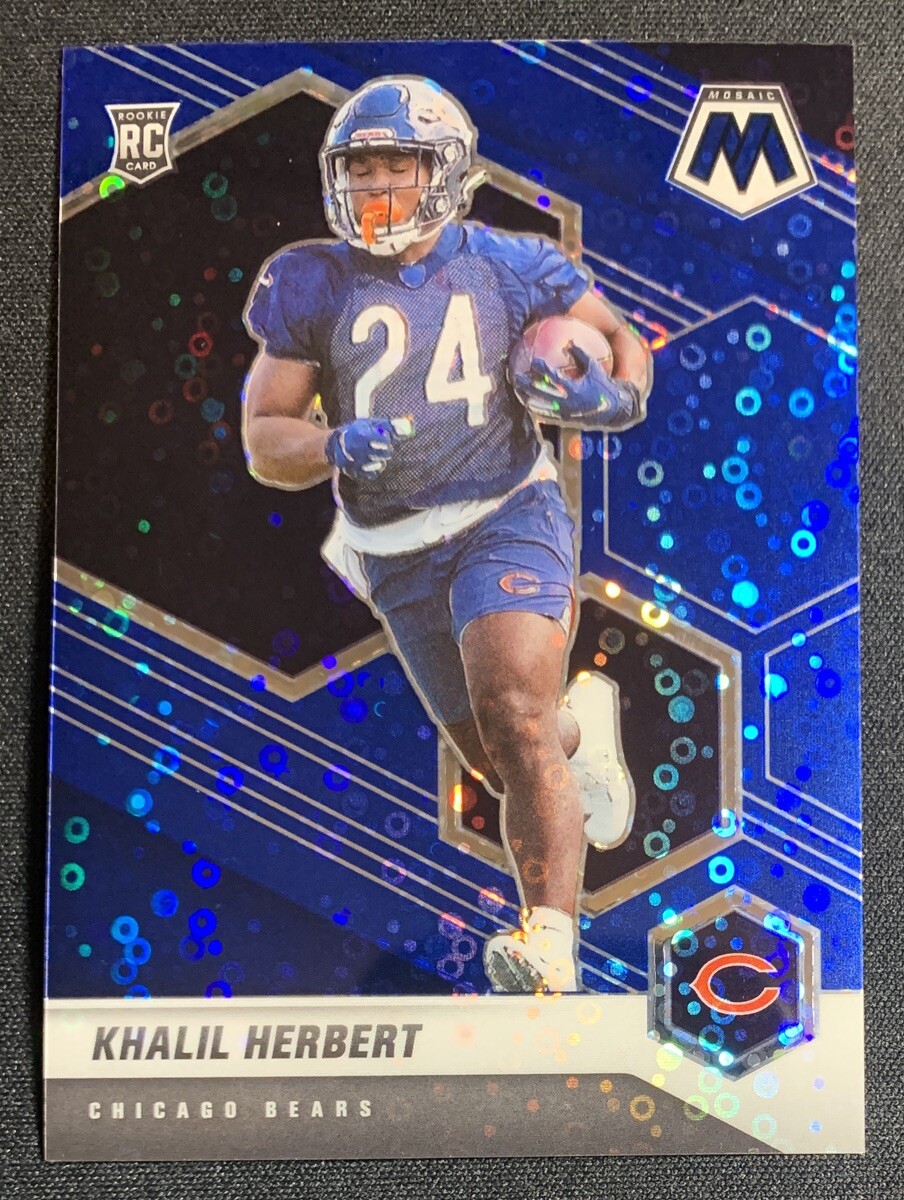 Khalil Herbert 2021 Panini Mosaic Blue Disco No Huddle Prizm Rookie RC #380 #/75