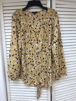 West kel XL Chiffon Colorful Pullover Tie Front,3/4 Sleeve, EUC!