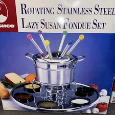 Cuisinart STAINLESS STEEL LAZY SUSAN Rotating Fondue Set NEW 