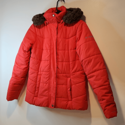 Columbia Pink Down Quilted Puffer Jacket Omni-Shield Faux Fur
