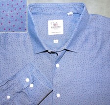 BEN SHERMAN MENS SHIRT XL 17 36-37 BOLD BLUE RED BIRDSEYE DOT