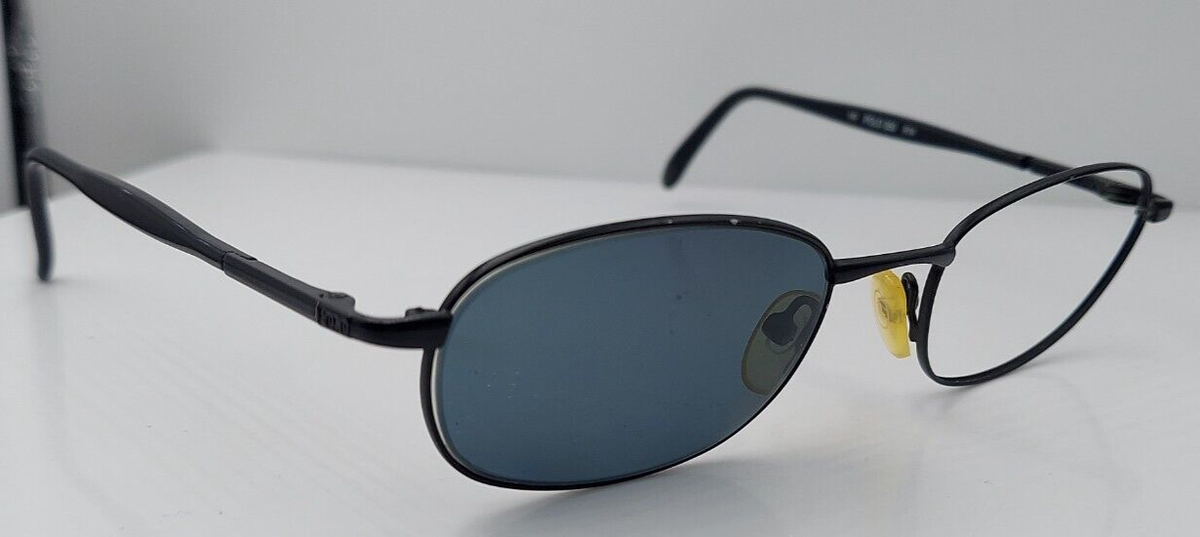 Vintage Ralph Lauren Polo 350 Black Oval Metal Sunglasses Italy