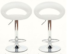 2 SGABELLI IN ECO PELLE IMBOTTITA BAR CUCINA COPPIA MOD.CATARINA COLORE BIANCO