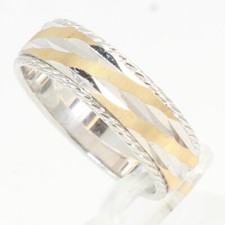 Solid 10k White  Yellow 7g. Gold 2-tone Men's Wedding Band Ring Large Size 10
