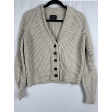Abercrombie Fitch Cardigan Knit Ribbed Button Front Sweater Neutral Size S