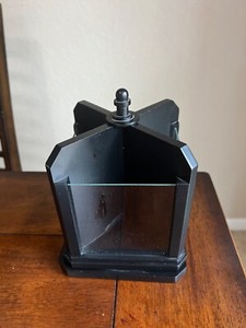 Spinning Wooden Desktop Organizer Black 4 Compartments Rotating Brushes Pens Cup