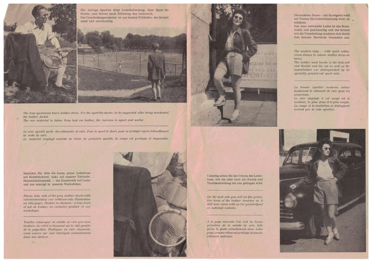 Vintage 1940s Ad Sheet German Lederhosen Tennis Outfits