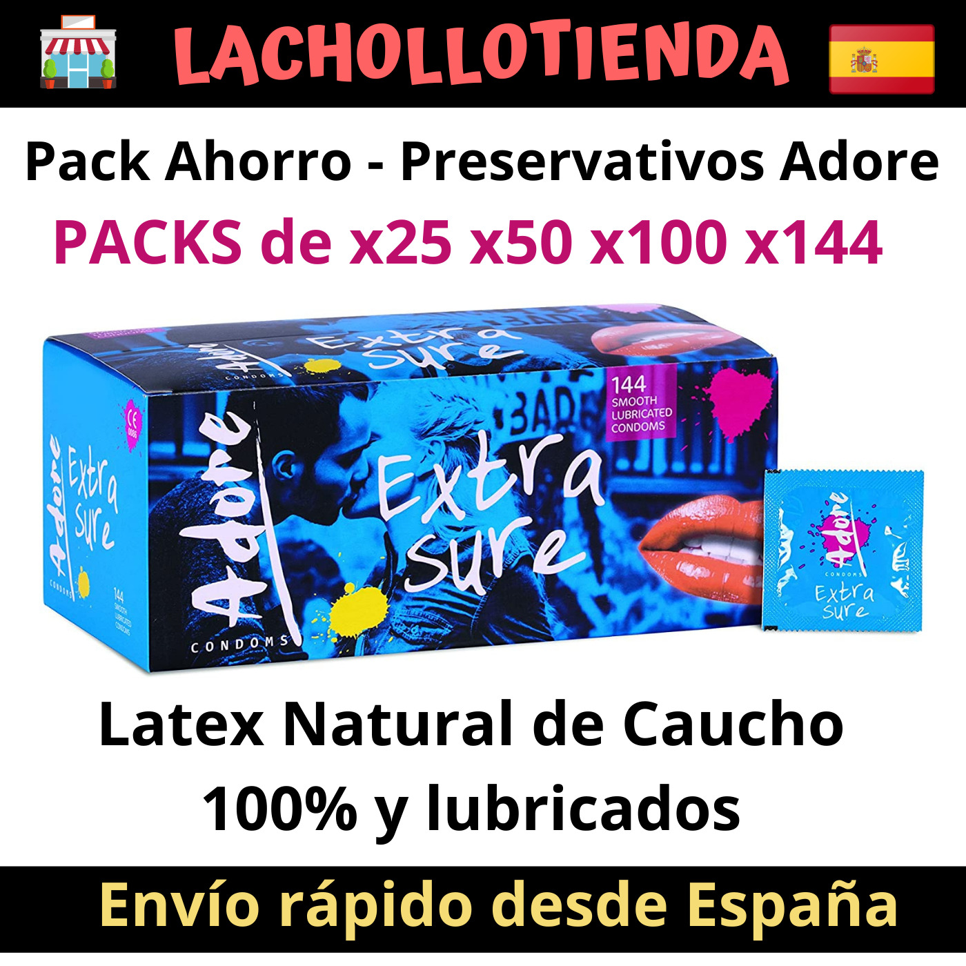Pack Ahorro Preservativos Adore 100% Latex Natural