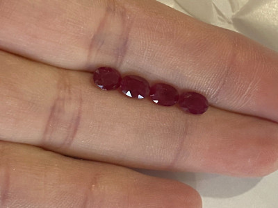 Genuine Earth Mined Ruby Oval Gemstone 6 x 4 x 2.7 MM 4 Pieces - 2.59 CTTW