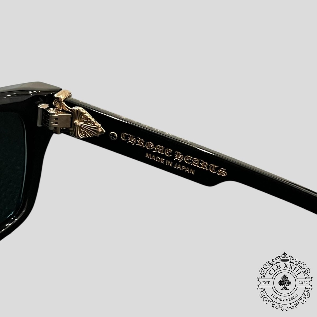Chrome Hearts Diamond Embellished Box Officer Sunglasses in Black