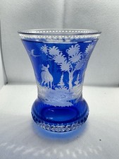 ANTICA PREZIOSO BICCHIERE BOCCALE CRISTALLO DI BOEMIA  INCISO BIEDERMEIER