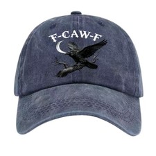 F-CAW-F Crow Moon Graphic Baseball Cap Mysterious Adjustable Unisex Dad Hat