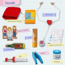 DRESS 2 Play 12pcs Wooden Mini Doctor Kit Medical Playset for toddlers NEW 