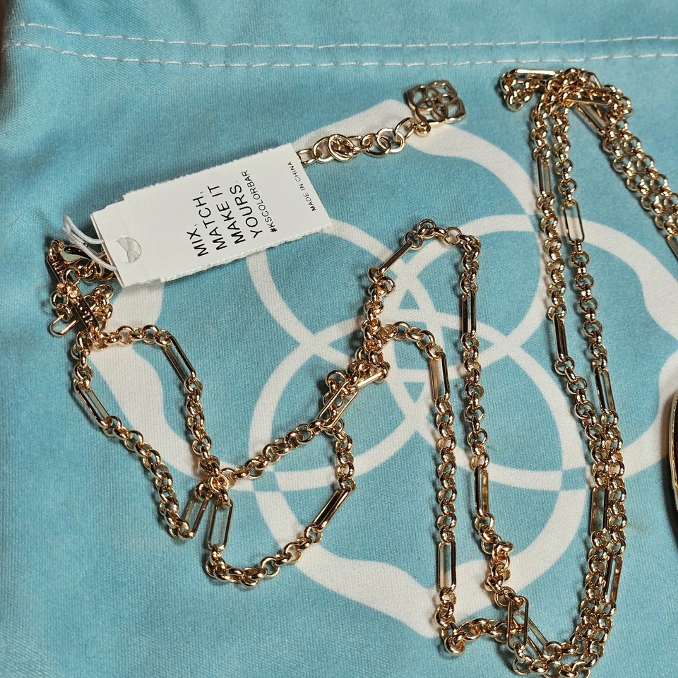 Kendra Scott Oro Rosa Elle Medallón Collar Concha Perla Multicolor Nuevo con Etiquetas Nuevo Foto 4 de 4