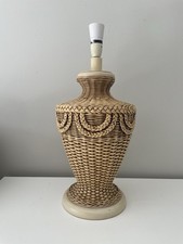 Vintage Wicker Rattan Table Lamp Coastal Boho Woven Braided Garland  Working