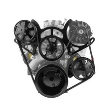 Chevy Sbc 350 Aluminum Complete Serpentine Engine Pulley Kit - Black