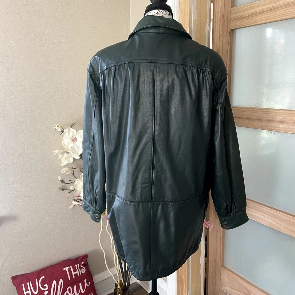 Женская кожаная куртка Jacqueline Ferrar размер Small зеленая 90-е винтажная супермягкая - Изображение 2 из 4