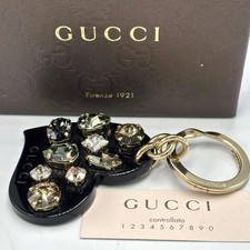 GUCCI Gucci heart charm key ring Swarovski bijou with box