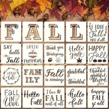 20 Pieces Fall Stencil Template for Painting Reusable Words 5 x 5 inches