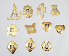 11 Mixed Style Brass Gold Tone Slotted Conchos Western Cactus Butterfly Coyote
