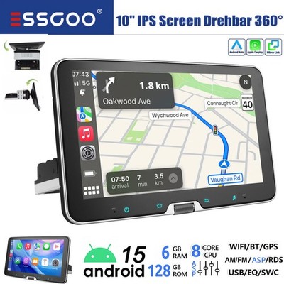 1 DIN 360° Drehbarer Bildschirm 6+128G Carplay Android15 Autoradio GPS RDS 4G AM