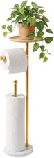 Standing Toilet Paper Holder Gold with 7.9" Big Tray, 2.2Lbs Heavier Marble