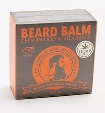 Vivo Per Lei BEARD BALM Cedarwood & Vitamin E 2.11oz Mens Gift New w Hemp Oil