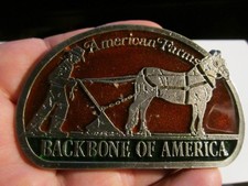 VINTAGE AMERICAN FARMS BACKBONE OF AMERICA BELT BUCKLE RED HEAVY - GW-14