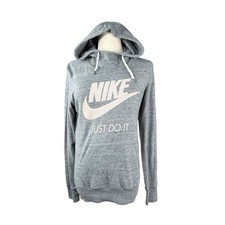 Nike Women's Heather Gray Just Do It Pullover Hoodie Sweatshirt Small