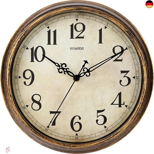 Hylanda Wanduhr - Vintage-Stil, Batteriebetrieben - Retro, GeräUschlos, Nicht-image