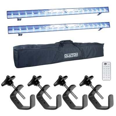 ADJ ECO UV Bar Plus IR 18 x 3W LED Blacklight Effect Fixtures Pair w Bags + C...