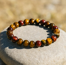 Multicolor Tiger Eye Bracelet 8MM Beads Stone Energy Jewelry for Men Women Gift