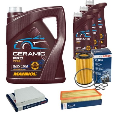 BOSCH Inspektionspaket 8L MANNOL Ceramic Pro 10W-40 für Mercedes-Benz E-Klasse