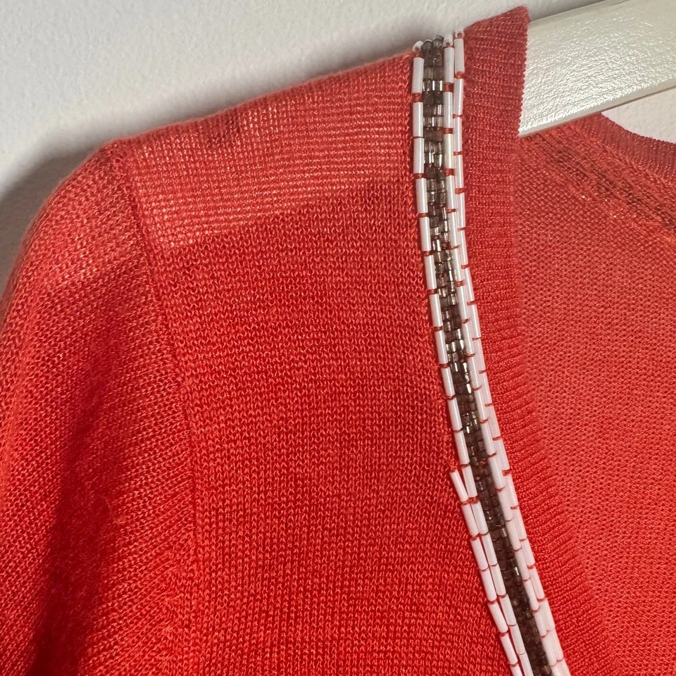 Cárdigan de Colección Michael Simon Años 90 Cuentas Mujer XL Naranja Preppy Boho Carrera Top Foto 4 de 4