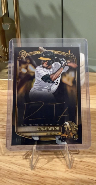 2025 Bowman Chrome Draft 1st Devin Taylor Black Gold Ink Auto #14/15 Athletics