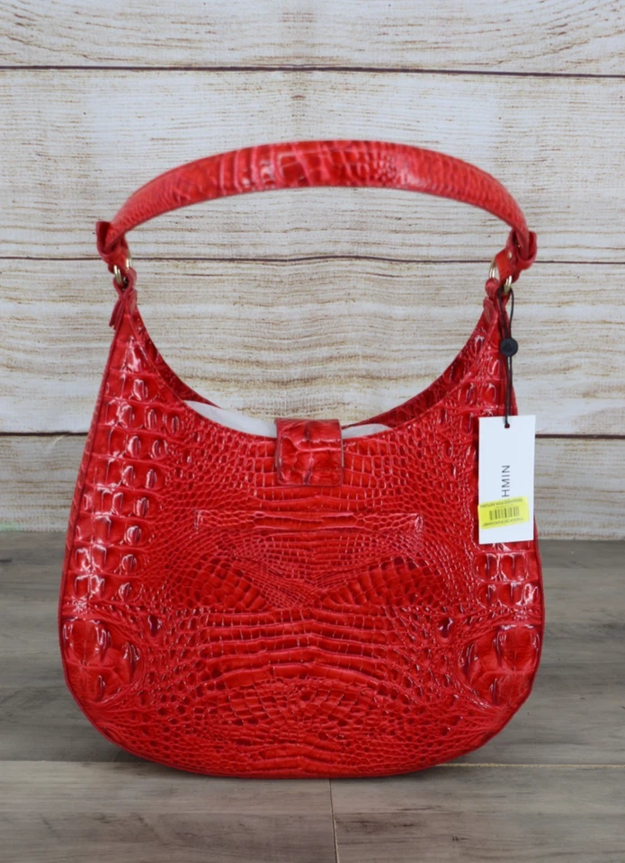 Brahmin Melbourne Fallon 皮革单肩包钱包 Sriracha 红色金色 — 第 4/4 张图片