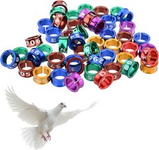 50 Open-Ended Aluminum Bird Leg Bands, Bird Banding Rings, Assorted Colors