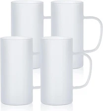 PYD Life Sublimation Glass Blanks Beer Mugs 4 Count (Pack of 1), Frosted 