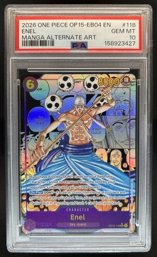 2026 One Piece Adventure on Kami's Island Enel Manga Art Alt #OP15-118 PSA 10