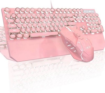 Typewriter Mechanical Gaming Keyboard and Mouse Combo, Retro Punk 