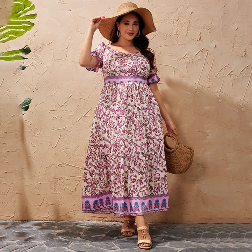 Plus Size Curvy Women Floral Dress Summer Holiday Beach Party Swing Sundress - Picture 54 of 117