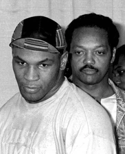Mike Tyson and Jesse Jackson attend Mike Tyson-Carl Williams - 1989 Old Photo