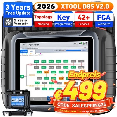 XTOOL D8S 2.0 KFZ OBD2 Diagnosegerät Profi Key Programmer ALLE SYSTEM ECU Coding