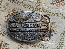 NRA Golden Eagles Belt Buckle Made in USA Gold Silver Color