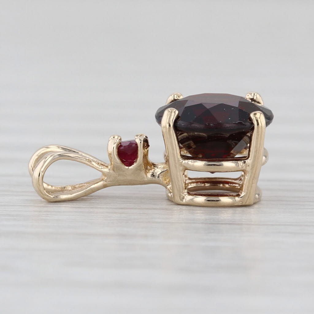 2.43ctw Round Garnet Ruby Small Drop Pendant 14k … - image 4