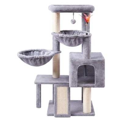 Cat Tree with Cat Condo and Two Hammocks, Cat Tree with Scratching Posts and ...