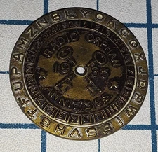 1935 LITTLE ORPHAN ANNIE Decoder Secret Society Sunburst #3 Brass Badge Ovaltine