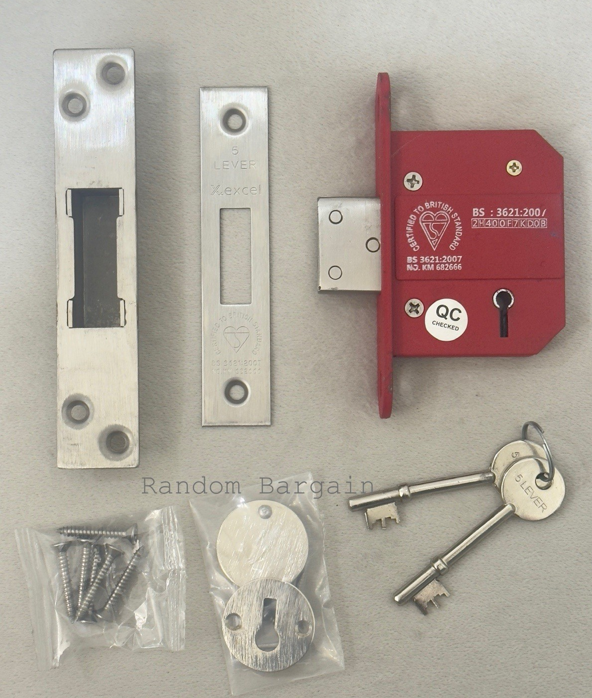 Excel 5 Lever Mortice Deadlock 67mm (2.5"") British Standard High Security -Satin