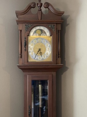 Emperor Clock Company Model 300 Grandfather Clock Walnut Triple
