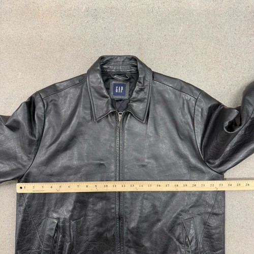 Vintage Gap Y2K Leather Jacket Mens Size Large Black - Picture 6 of 9